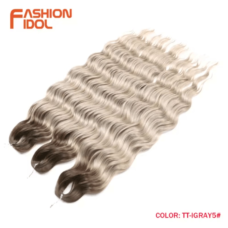 Anna Hair 24 Inch Loose Deep Wave Synthetic Crochet Braiding Hair Ombre Blonde Water Wave 12