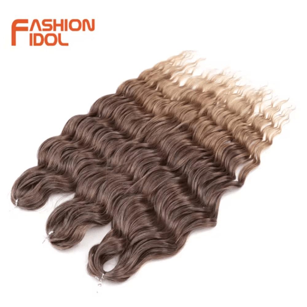 Anna Hair 24 Inch Loose Deep Wave Synthetic Crochet Braiding Hair Ombre Blonde Water Wave 15