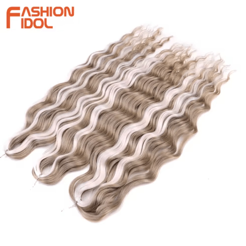 Anna Hair 24 Inch Loose Deep Wave Synthetic Crochet Braiding Hair Ombre Blonde Water Wave 16
