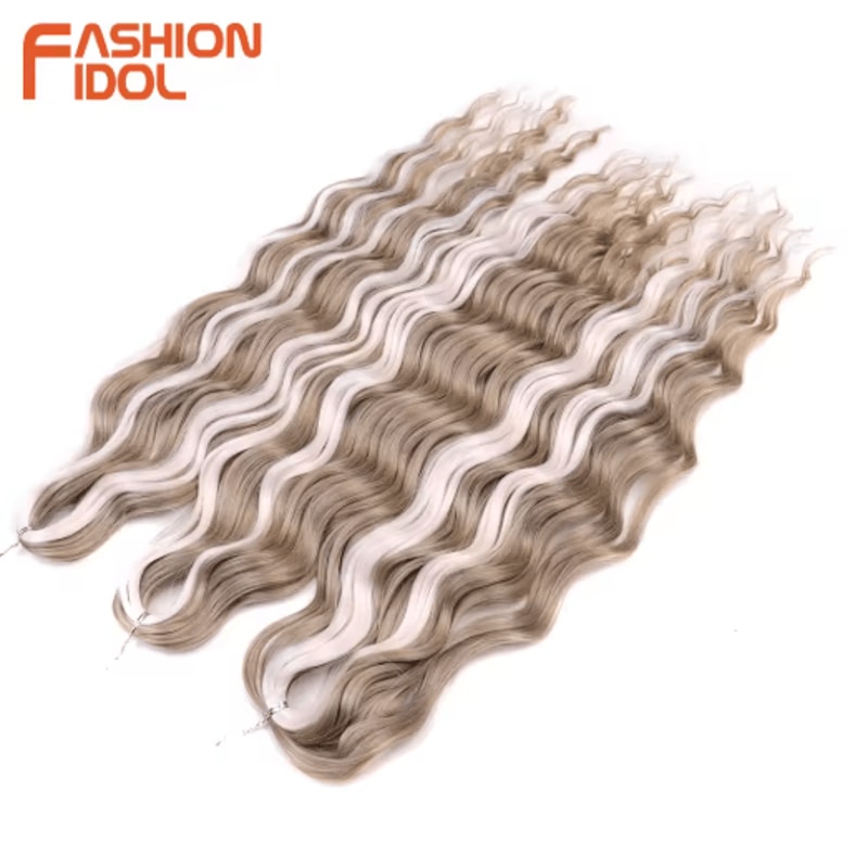 Anna Hair 24 Inch Loose Deep Wave Synthetic Crochet Braiding Hair Ombre Blonde Water Wave 16