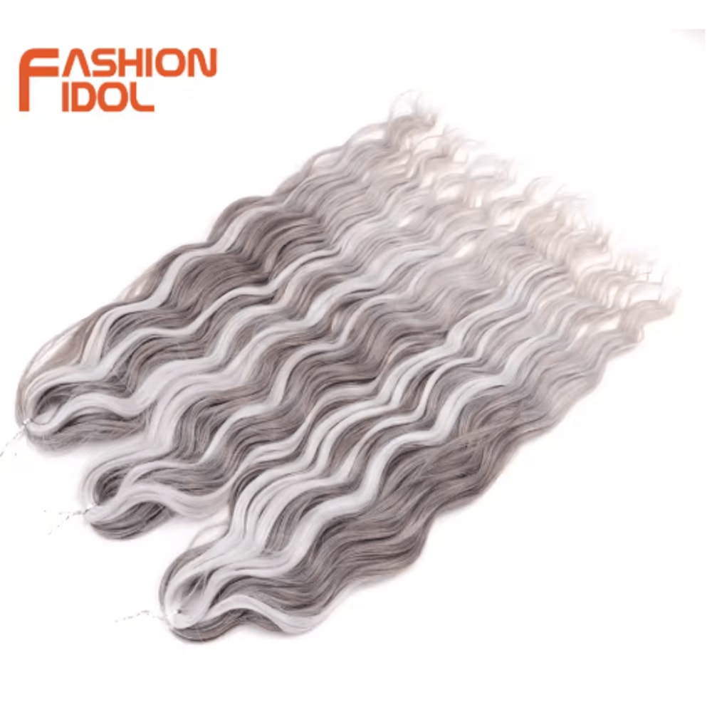 Anna Hair 24 Inch Loose Deep Wave Synthetic Crochet Braiding Hair Ombre Blonde Water Wave 17