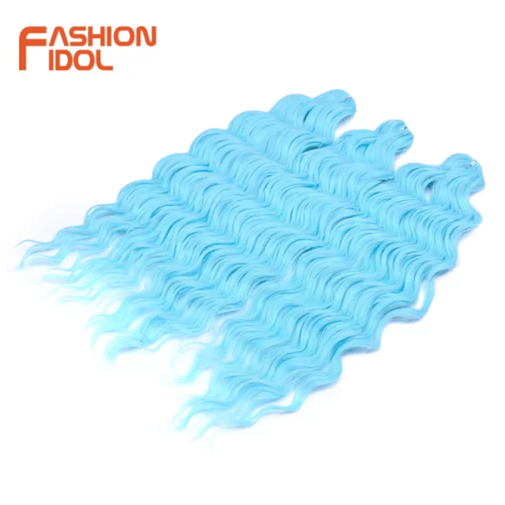 Anna Hair 24 Inch Loose Deep Wave Synthetic Crochet Braiding Hair Ombre Blonde Water Wave 7