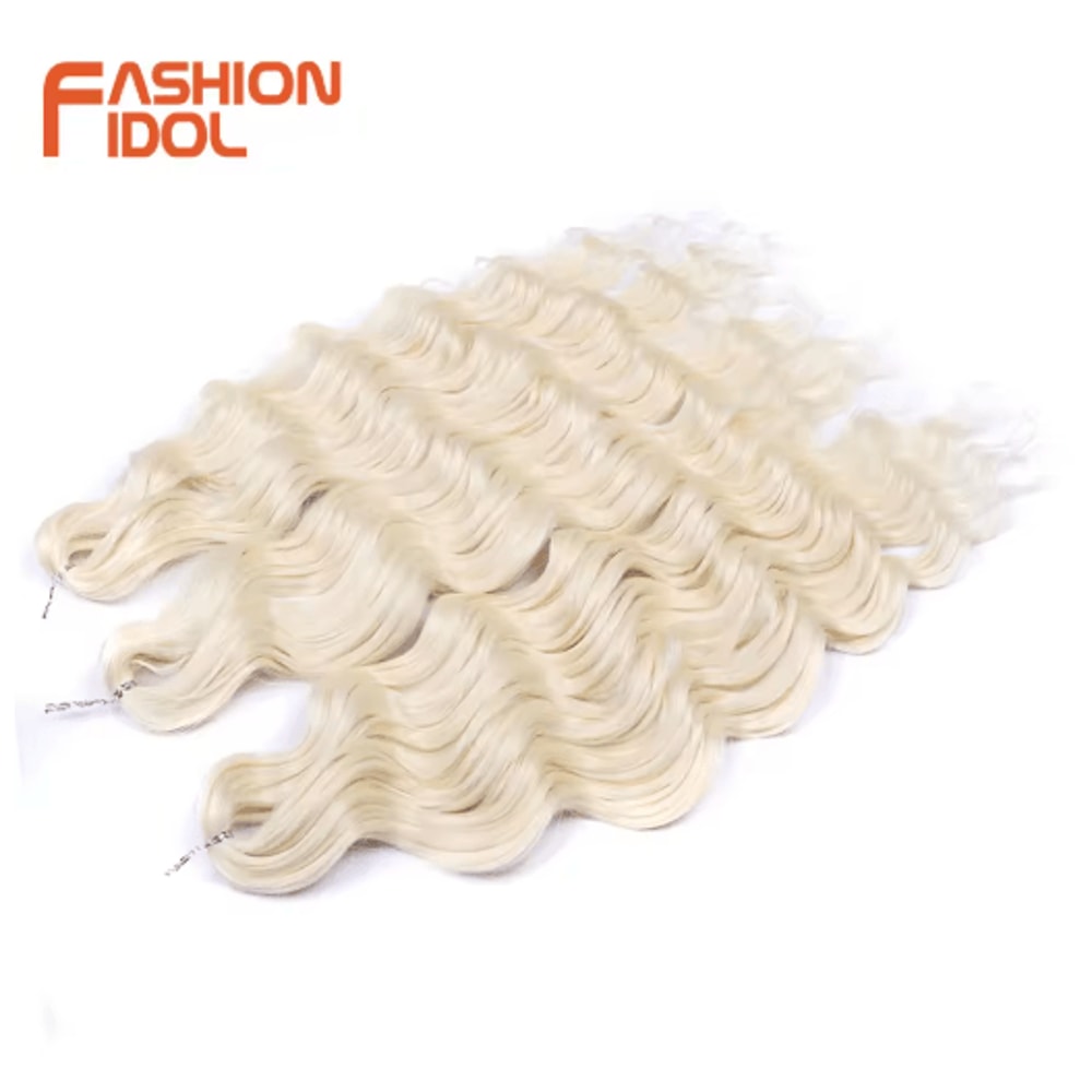 Anna Hair 24 Inch Loose Deep Wave Synthetic Crochet Braiding Hair Ombre Blonde Water Wave 20