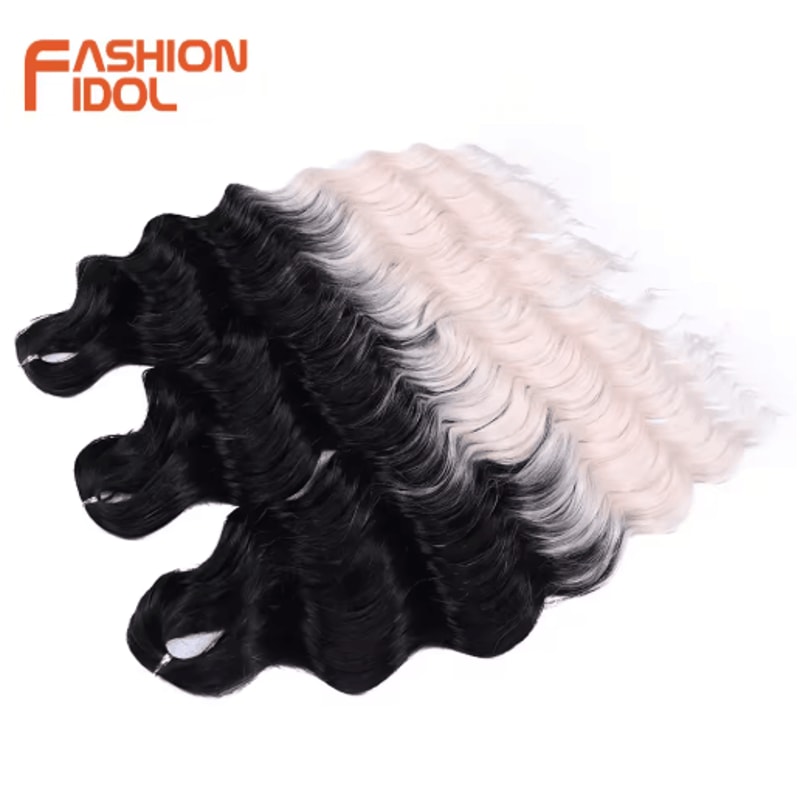 Anna Hair 24 Inch Loose Deep Wave Synthetic Crochet Braiding Hair Ombre Blonde Water Wave 22