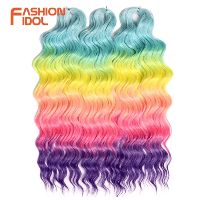 Anna Hair 24 Inch Loose Deep Wave Synthetic Crochet Braiding Hair Ombre Blonde Water Wave 25