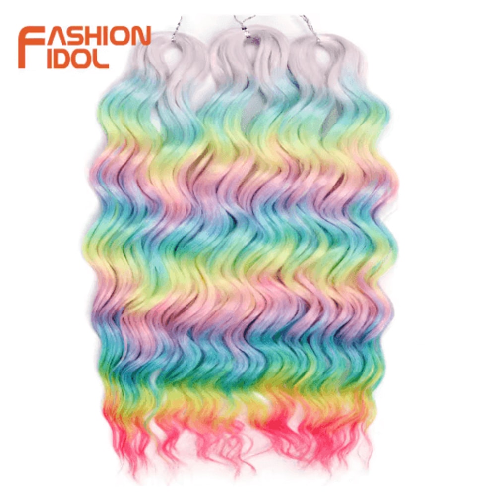 Anna Hair 24 Inch Loose Deep Wave Synthetic Crochet Braiding Hair Ombre Blonde Water Wave 27