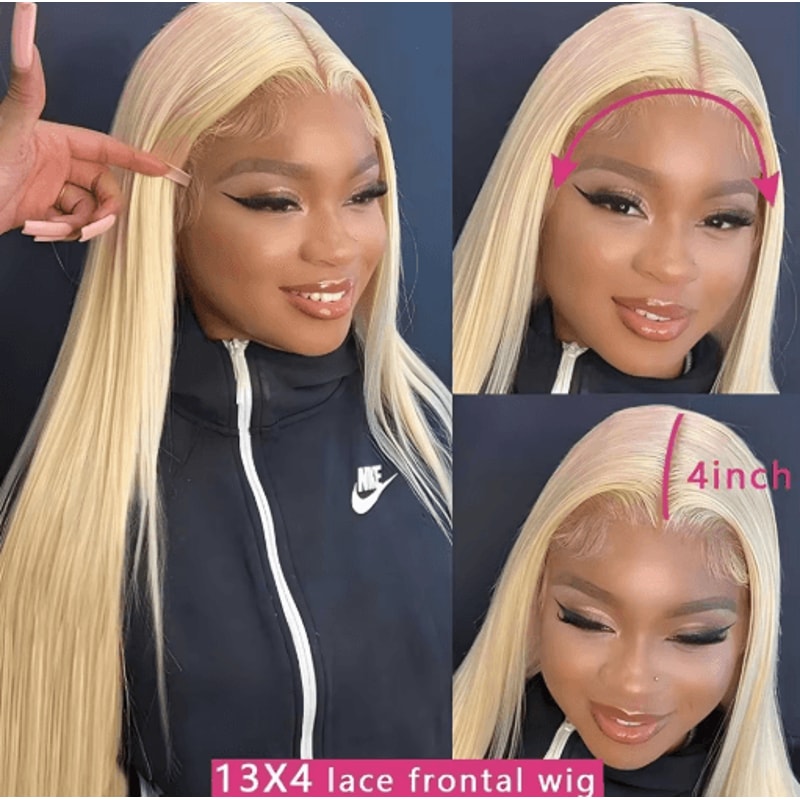 250 Density Blonde 613 Straight Brazilian Human Hair Lace Front Wig 13x6 HD 5