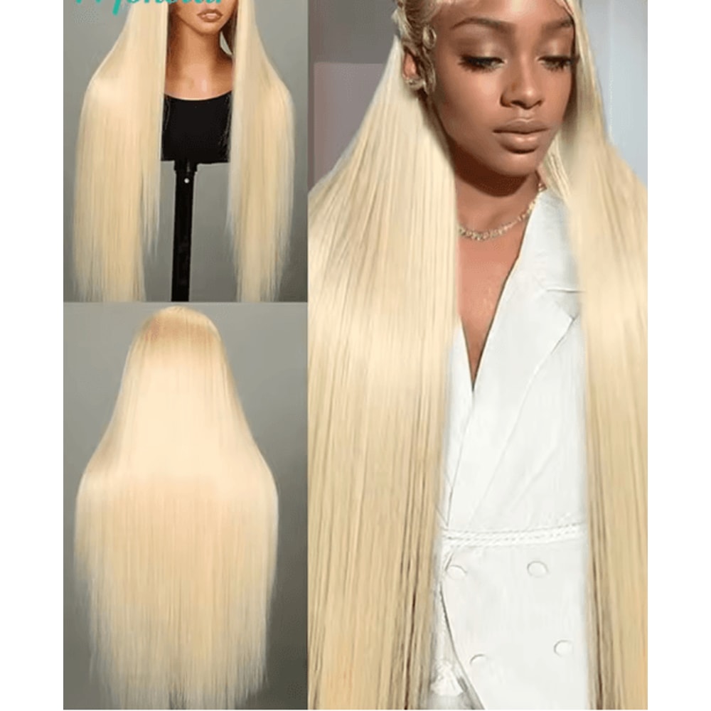 613 Honey Blonde Straight Human Hair Wig With HD Transparent Lace 13by4 13by6 360 4