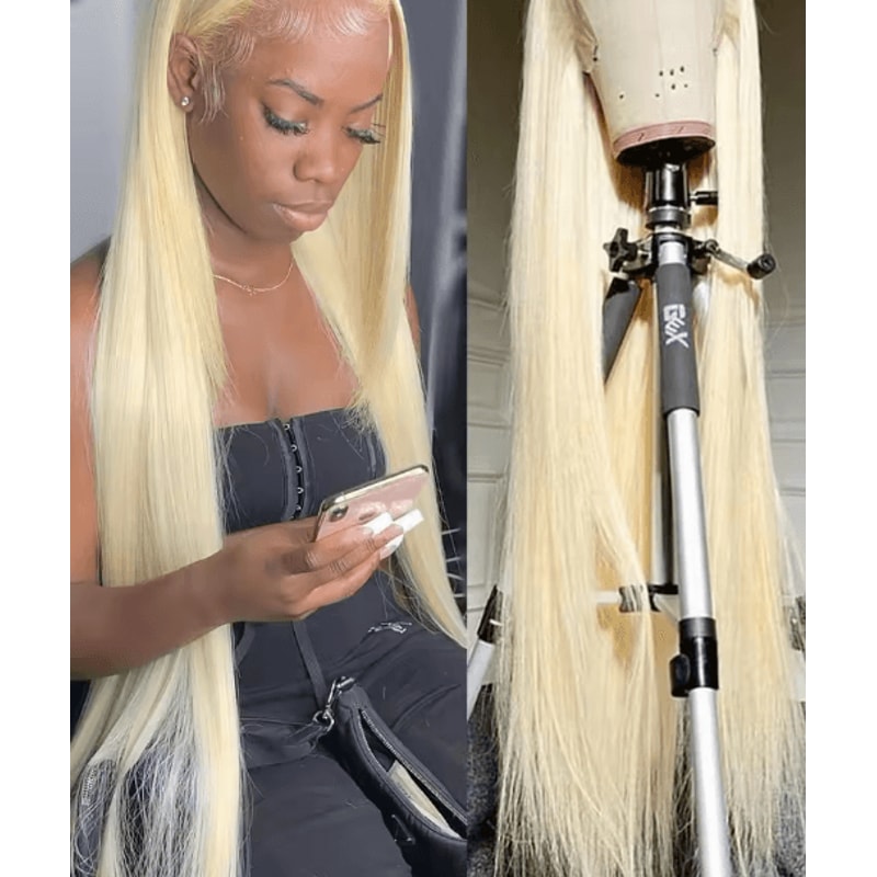 613 Honey Blonde Straight Human Hair Wig With HD Transparent Lace 13by4 13by6 360 0