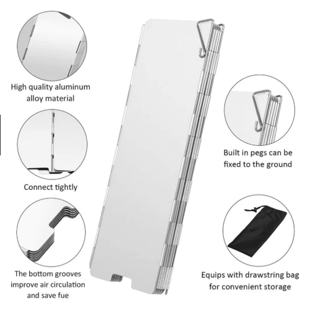 Aluminum Alloy Camping Stove Windscreen Windproof Gas Stove Shield For Outdoor Cooking 9