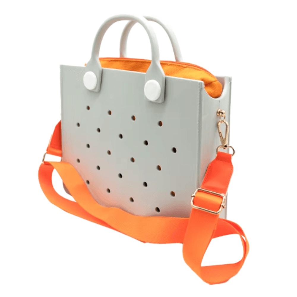 EVA Waterproof Tote Shoulder Bag For Women Large Casual Beach Handbag With Charm Holes 3