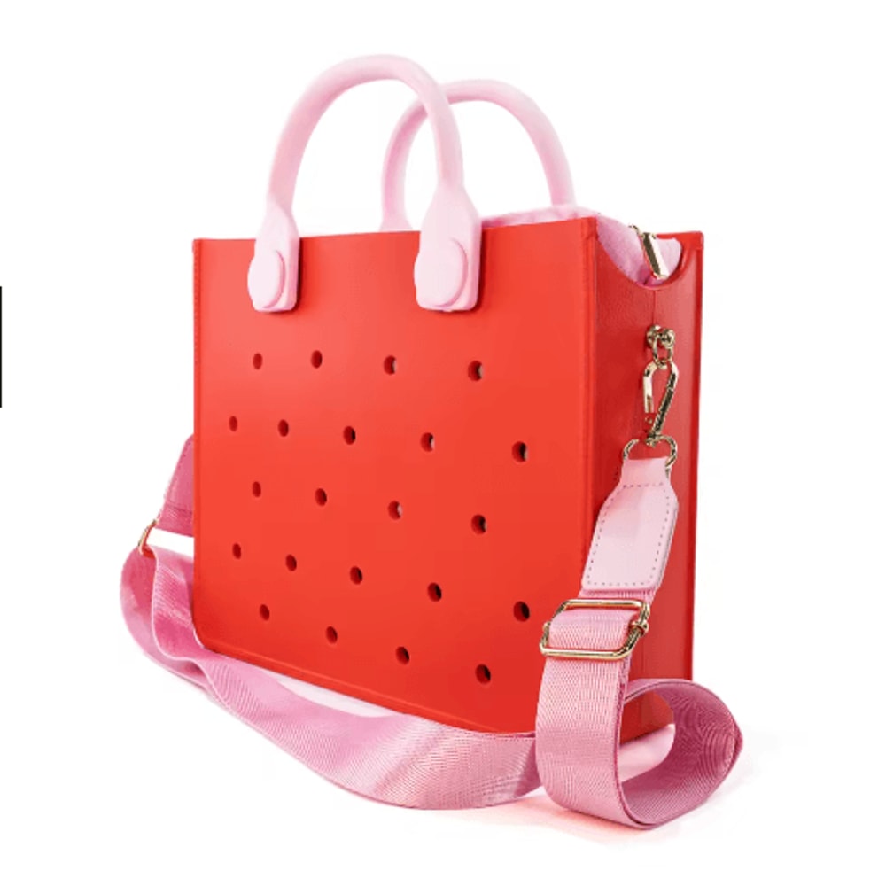 EVA Waterproof Tote Shoulder Bag For Women Large Casual Beach Handbag With Charm Holes 6