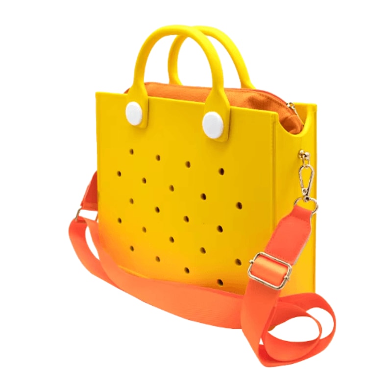 EVA Waterproof Tote Shoulder Bag For Women Large Casual Beach Handbag With Charm Holes 8