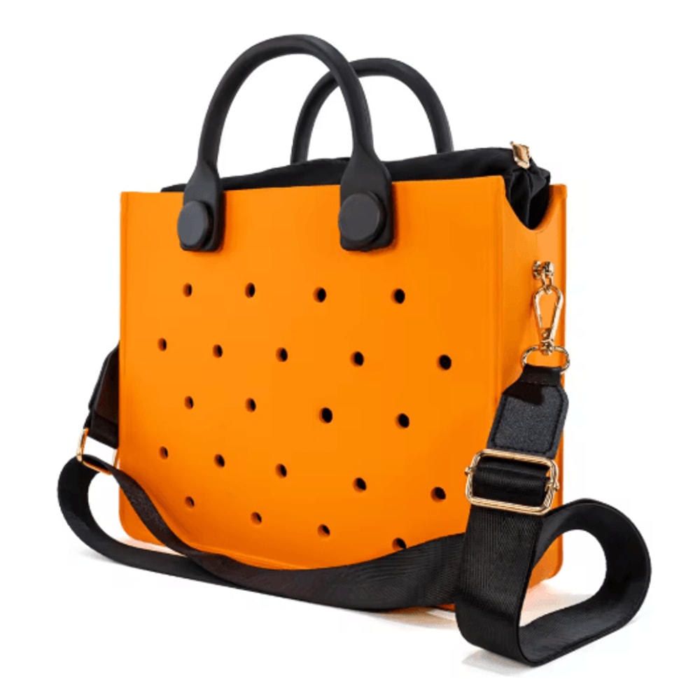 EVA Waterproof Tote Shoulder Bag For Women Large Casual Beach Handbag With Charm Holes 9