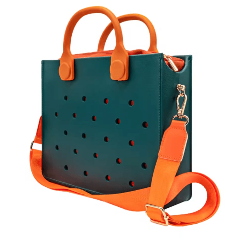 EVA Waterproof Tote Shoulder Bag For Women Large Casual Beach Handbag With Charm Holes 11