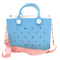 EVA Waterproof Tote Shoulder Bag For Women Large Casual Beach Handbag With Charm Holes 14