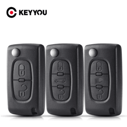keyyou flip car key shell case for peugeot and citroen folding remote key cover 2 to 4 buttons