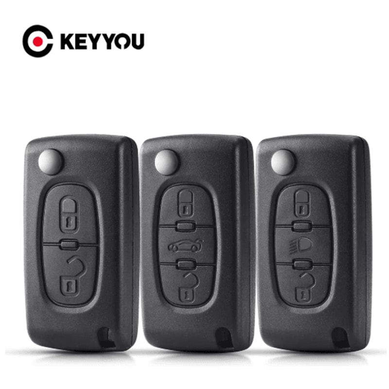 KEYYOU Flip Car Key Shell Case For Peugeot And Citroen Folding Remote Key Cover 2 To 4 Buttons 0
