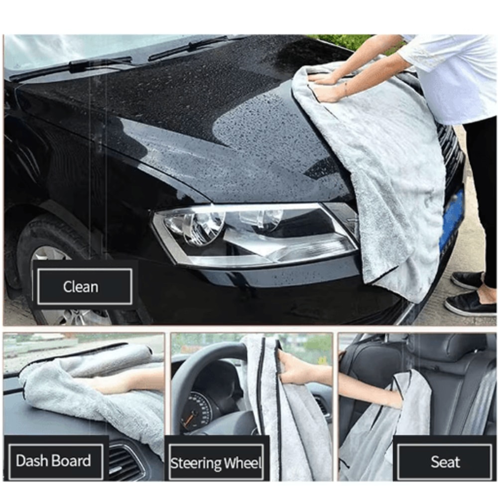 Premium Microfiber Car Drying Towel 100by40cm Super Absorbent Auto Cleaning Cloth 0