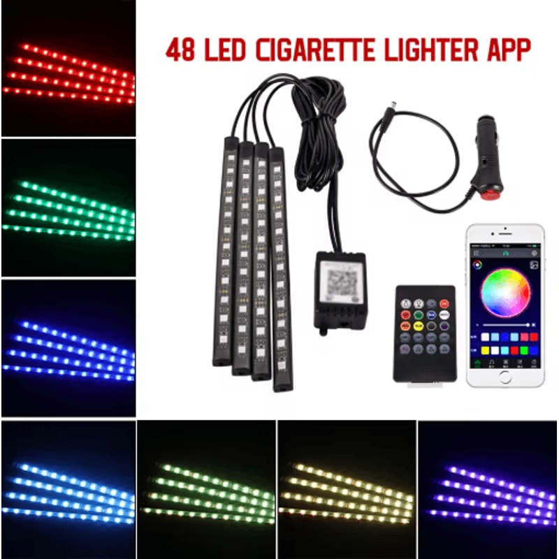 Car Interior LED Ambient Light Strips Dashboard Console Cold Light Atmosphere Lamps 4