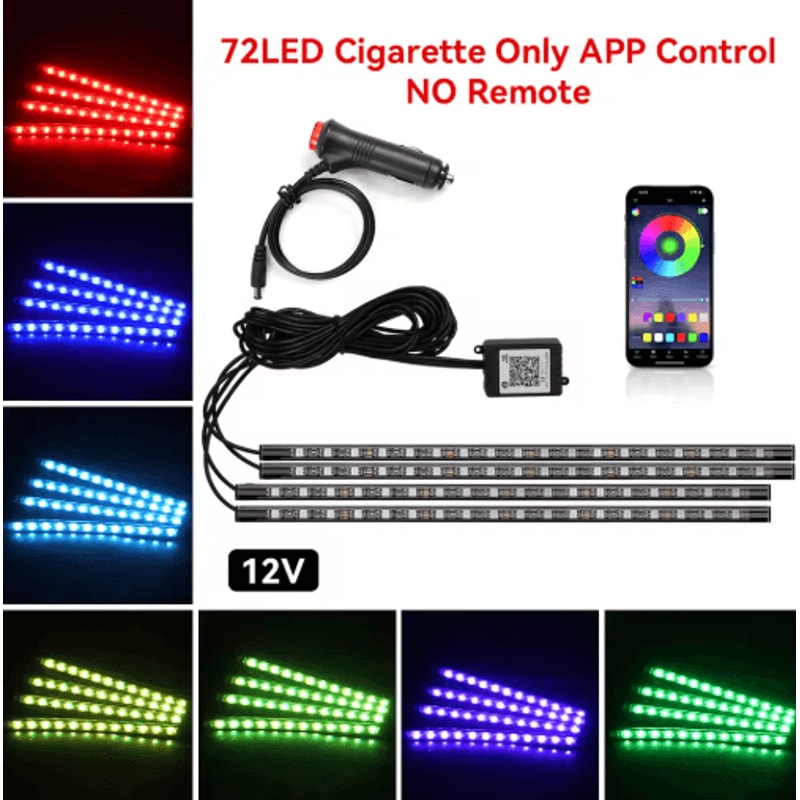 Car Interior LED Ambient Light Strips Dashboard Console Cold Light Atmosphere Lamps 6