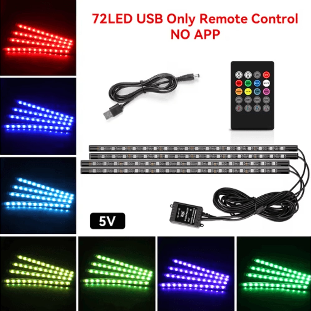 Car Interior LED Ambient Light Strips Dashboard Console Cold Light Atmosphere Lamps 8