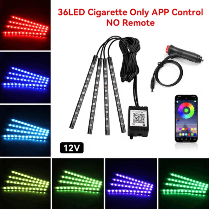 Car Interior LED Ambient Light Strips Dashboard Console Cold Light Atmosphere Lamps 13