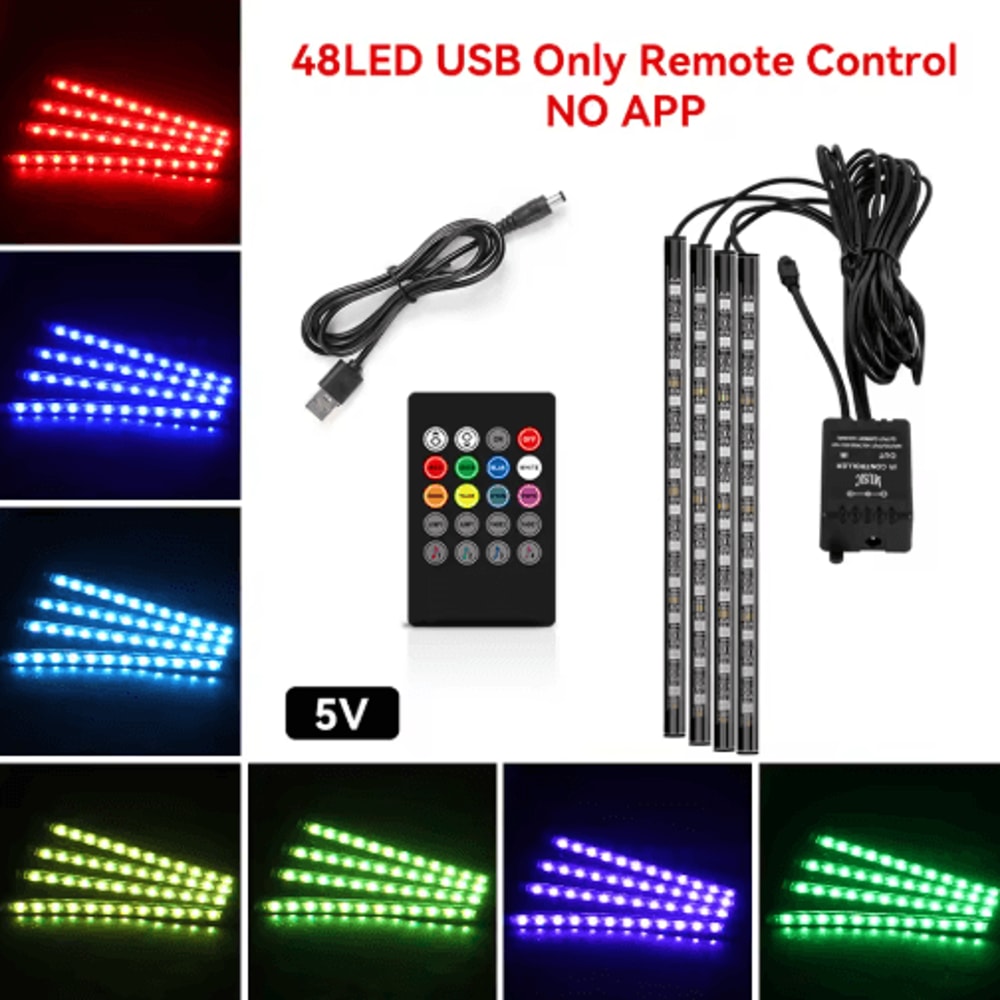 Car Interior LED Ambient Light Strips Dashboard Console Cold Light Atmosphere Lamps 16