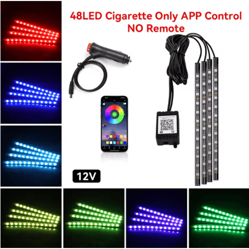 Car Interior LED Ambient Light Strips Dashboard Console Cold Light Atmosphere Lamps 9