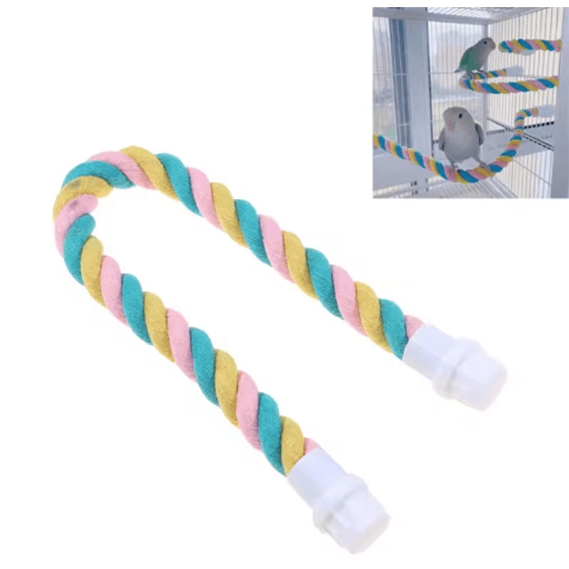 Wooden Parrot Swing Climbing Toy With Bells Hanging Ladder Playstand Hammock 1