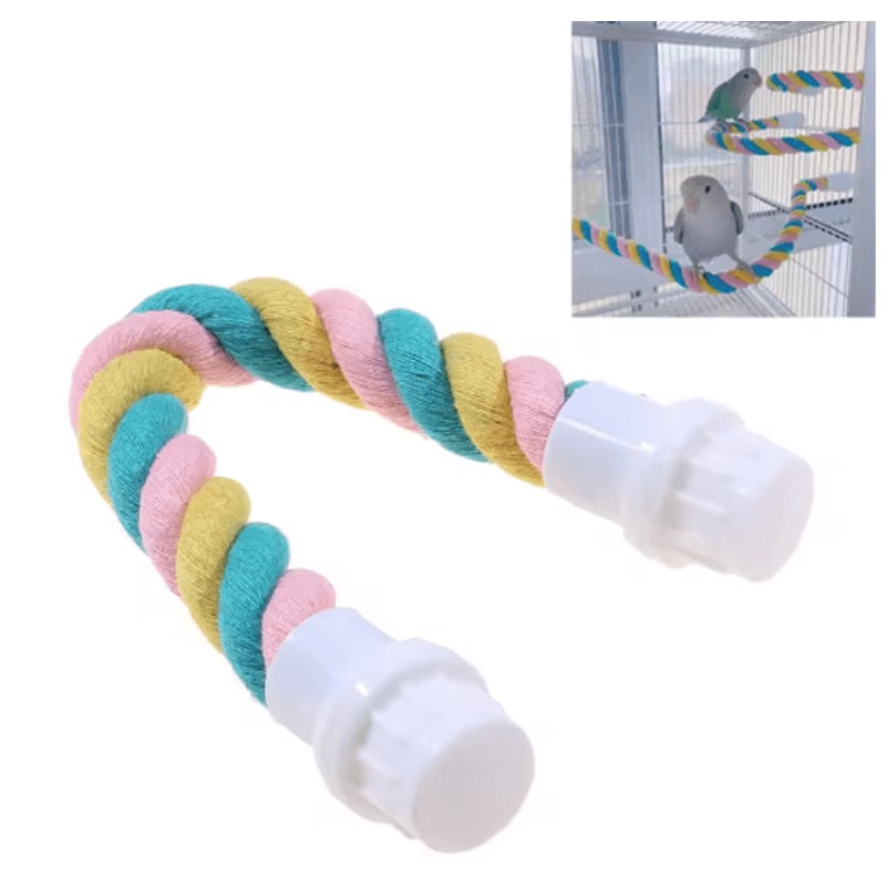 Wooden Parrot Swing Climbing Toy With Bells Hanging Ladder Playstand Hammock 2