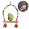 Wooden Parrot Swing Climbing Toy With Bells Hanging Ladder Playstand Hammock 3
