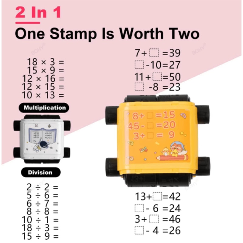 2in1 Reusable Math Roller Stamp FillintheBlank Teaching Stamp For Numbers Within 100 12