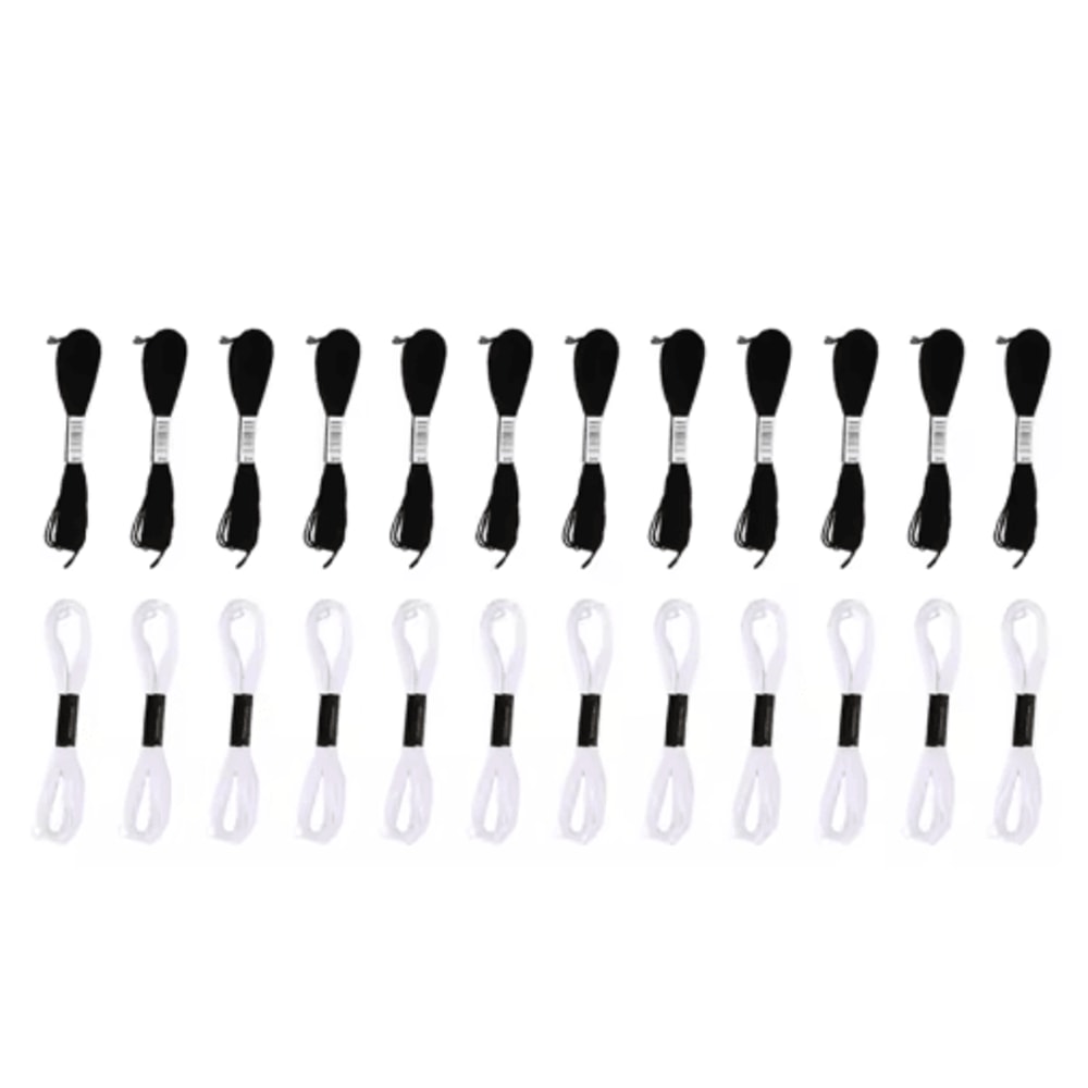Cross Stitch Embroidery Thread Set 24 Skeins Black White Floss For DIY Sewing Crafts 1