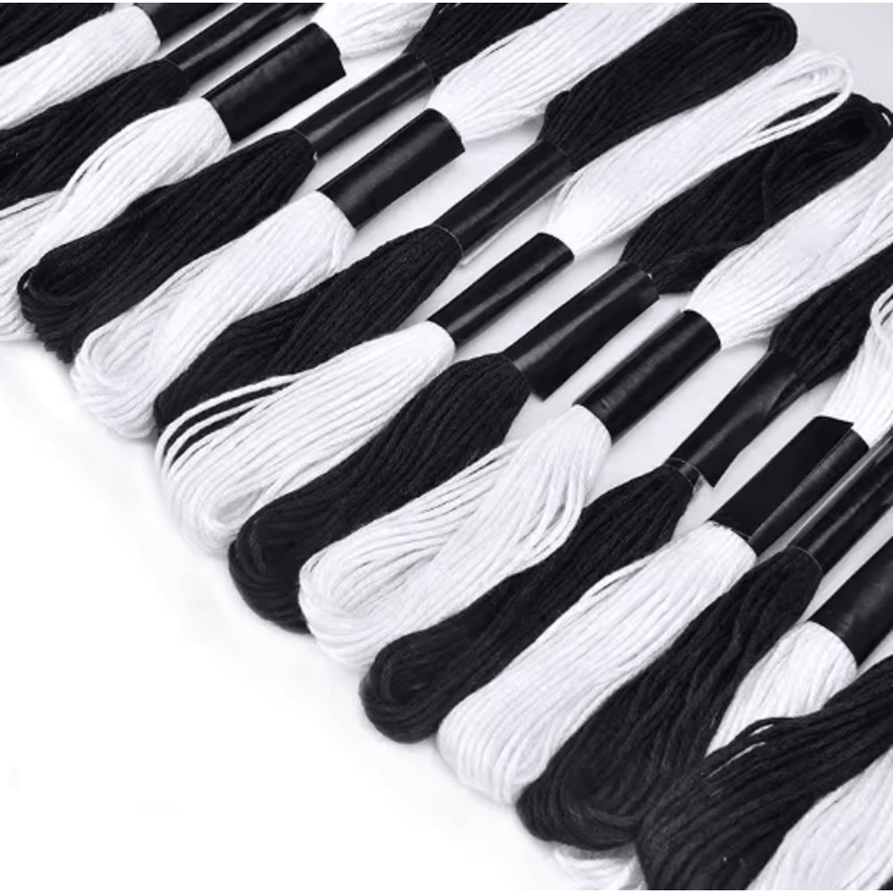 Cross Stitch Embroidery Thread Set 24 Skeins Black White Floss For DIY Sewing Crafts 6
