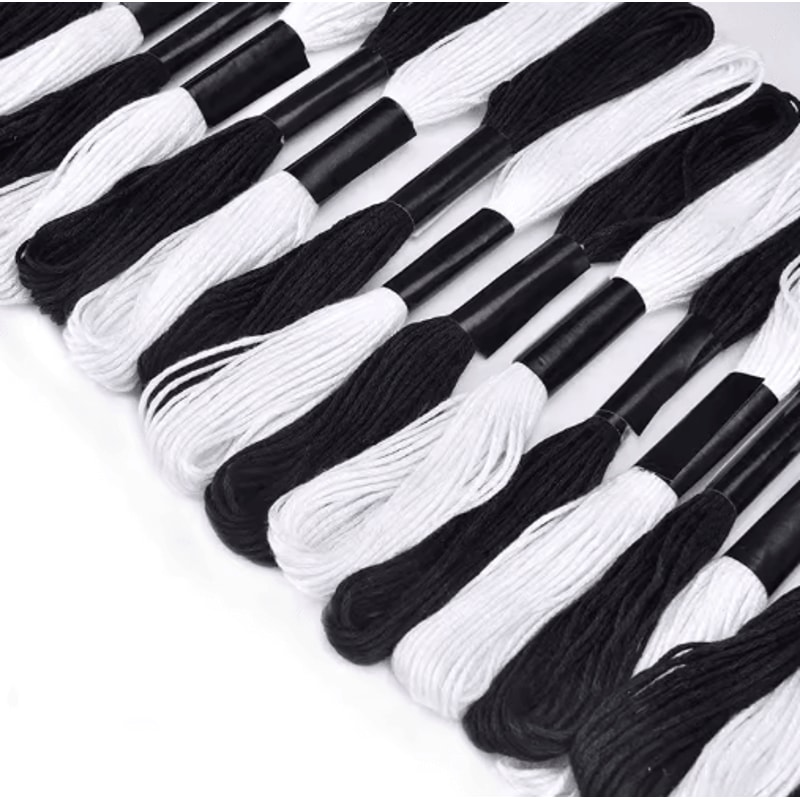 Cross Stitch Embroidery Thread Set 24 Skeins Black White Floss For DIY Sewing Crafts 6