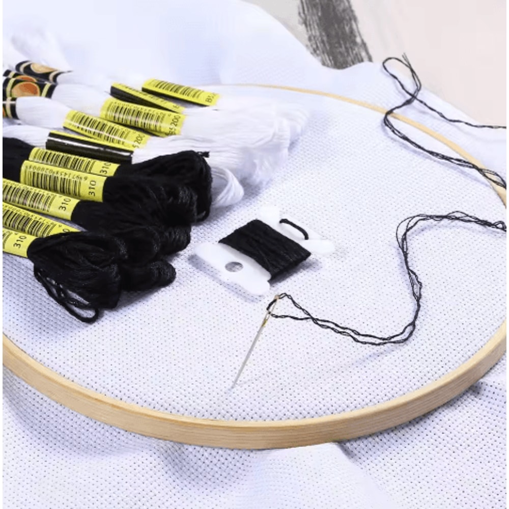 Cross Stitch Embroidery Thread Set 24 Skeins Black White Floss For DIY Sewing Crafts 7
