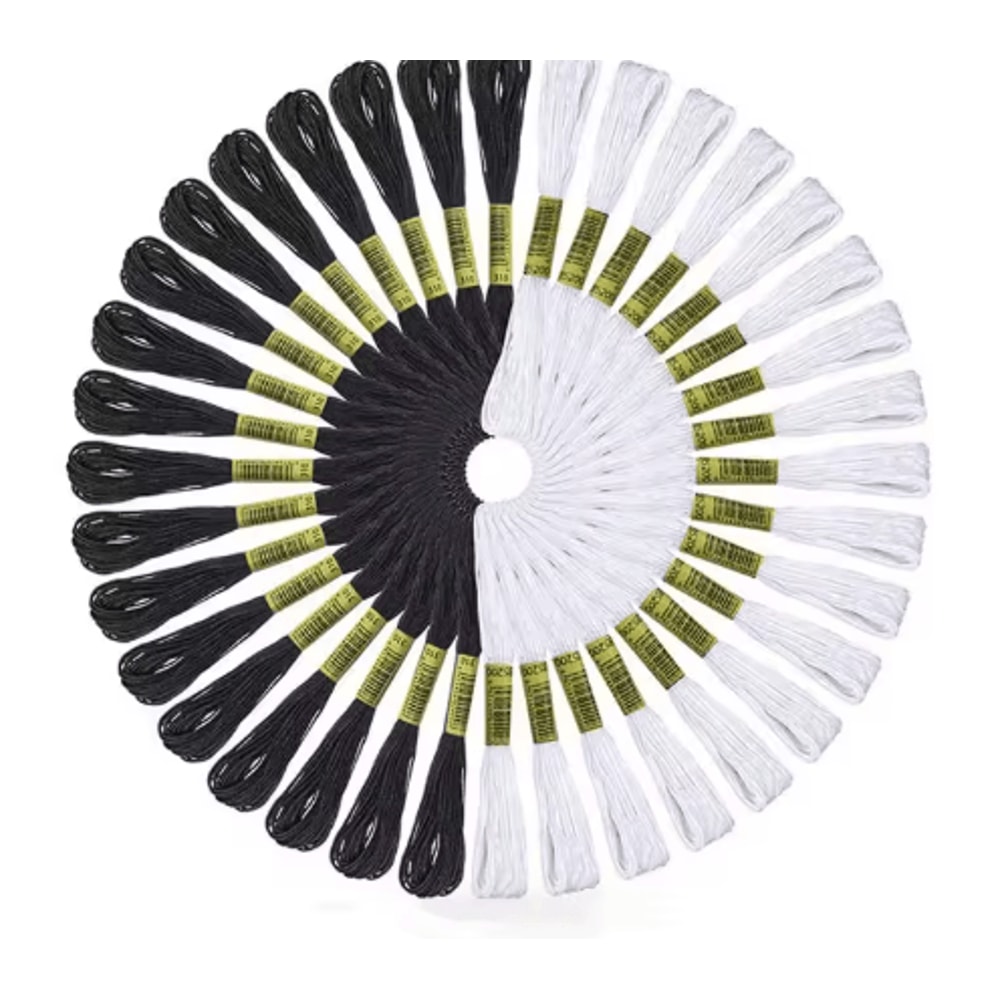 Cross Stitch Embroidery Thread Set 24 Skeins Black White Floss For DIY Sewing Crafts 8
