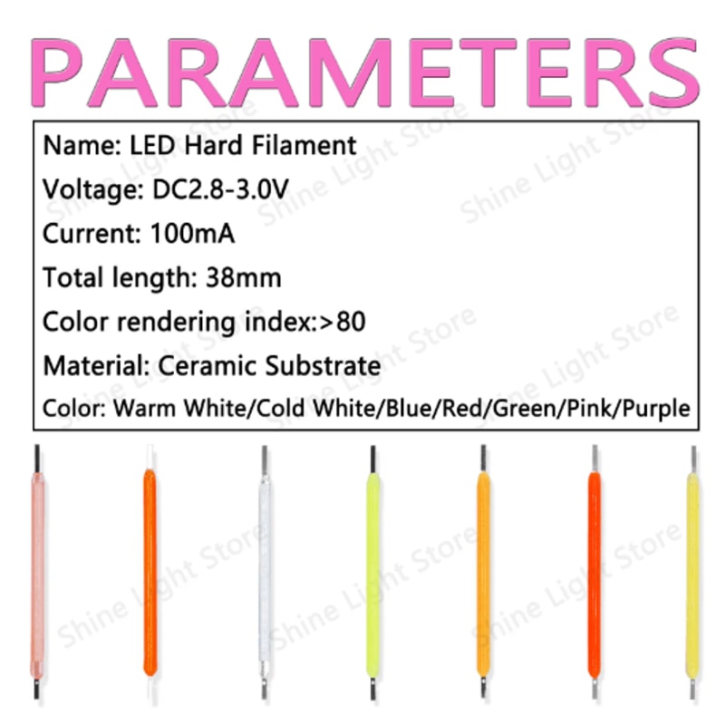 LumiString 3V COB LED Filament 38mm For DIY Decorative Lighting 101200pcs 11