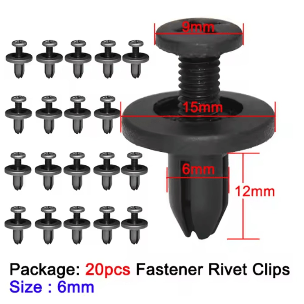 AutoLock 6mm Push Type Plastic Rivet Fastener Clips For Toyota 10 To 50pcs 2