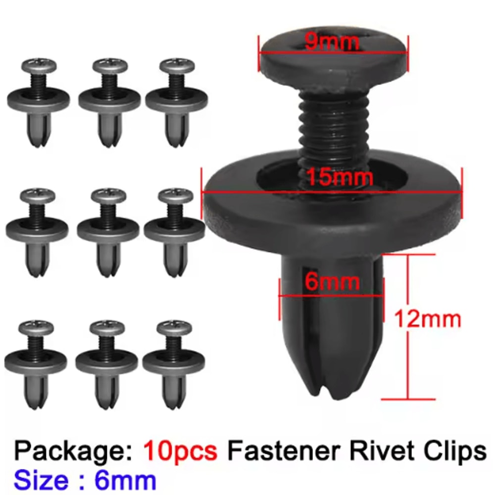 AutoLock 6mm Push Type Plastic Rivet Fastener Clips For Toyota 10 To 50pcs 3