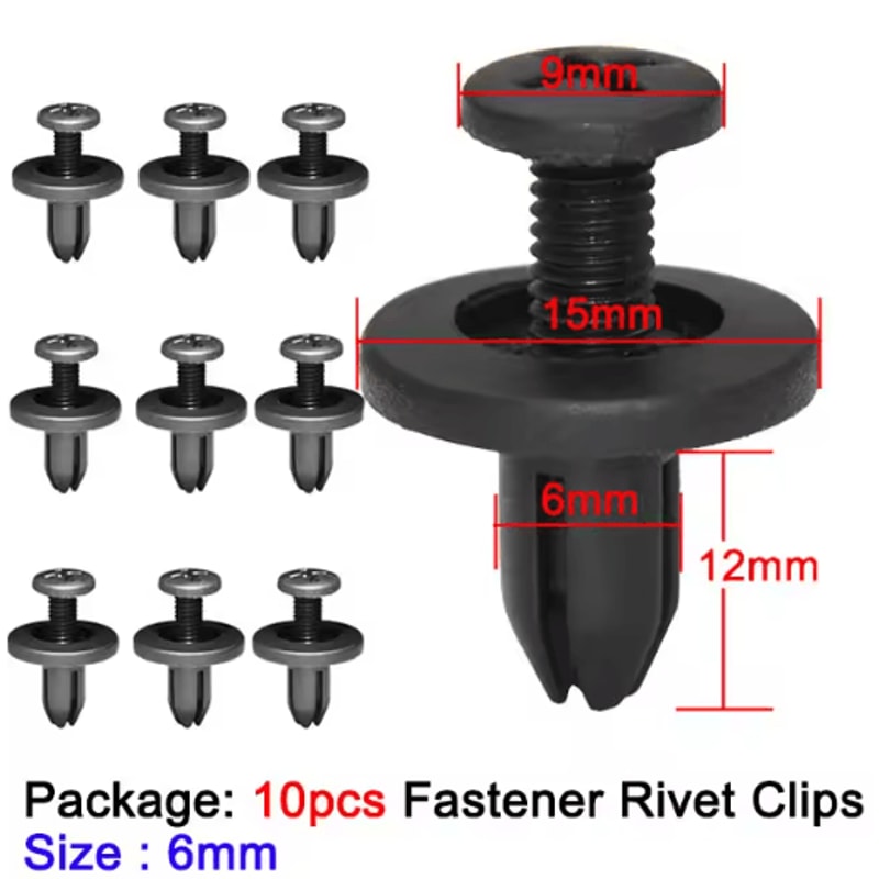 AutoLock 6mm Push Type Plastic Rivet Fastener Clips For Toyota 10 To 50pcs 3
