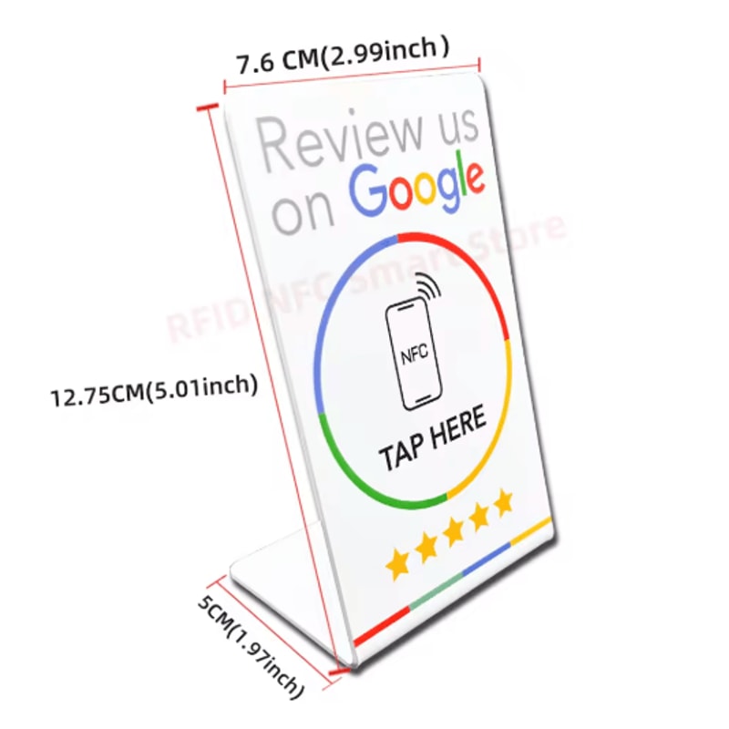 ReviewTap NFC Google Review Acrylic Stand And Card NTAG215 Waterproof 1