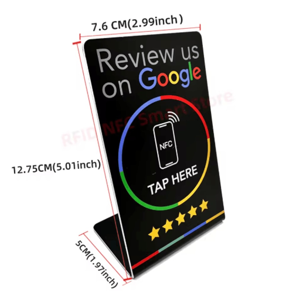 ReviewTap NFC Google Review Acrylic Stand And Card NTAG215 Waterproof 2