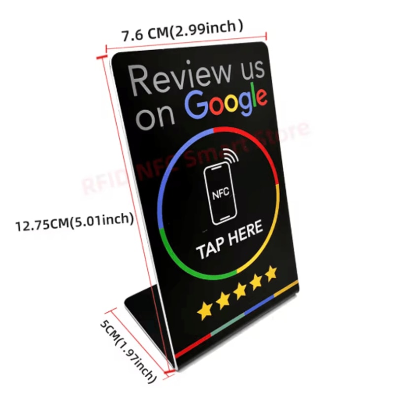 ReviewTap NFC Google Review Acrylic Stand And Card NTAG215 Waterproof 2