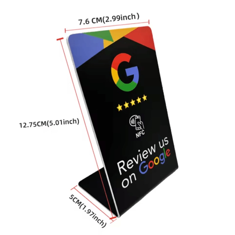 ReviewTap NFC Google Review Acrylic Stand And Card NTAG215 Waterproof 3