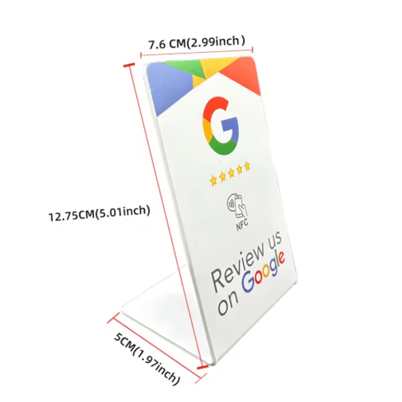 ReviewTap NFC Google Review Acrylic Stand And Card NTAG215 Waterproof 5