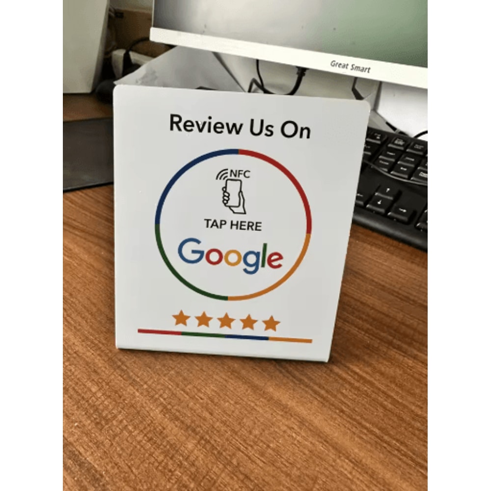 ReviewTap NFC Google Review Acrylic Stand And Card NTAG215 Waterproof 10