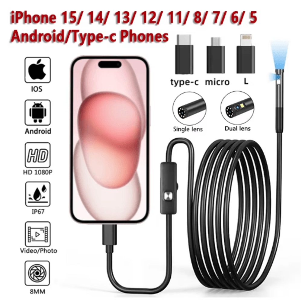 InstaScope 8mm 1080P Endoscope Inspection Camera For IPhone And Android 0