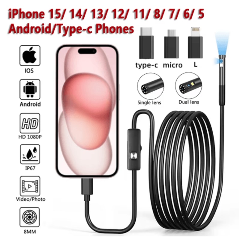 InstaScope 8mm 1080P Endoscope Inspection Camera For IPhone And Android 0